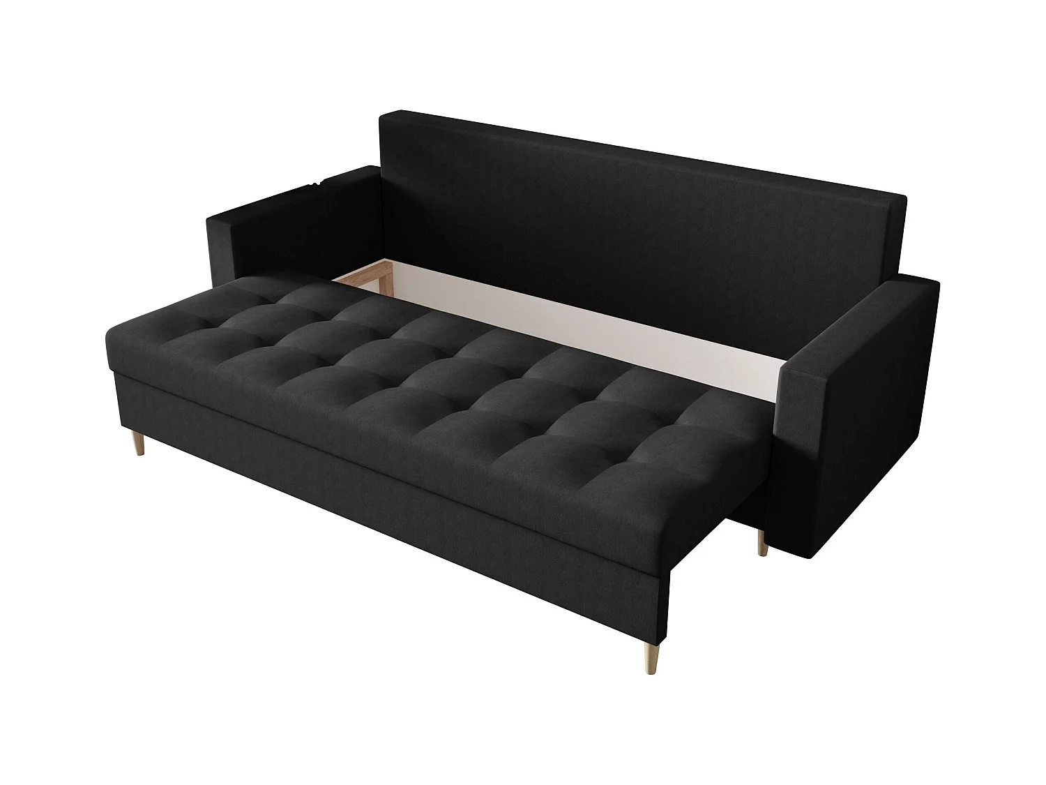 BEDANTE CANAPÉ SKANDI avec fonction lit COSMIC 100 Noir avec espace de rangement, coffre de lit, canapé de salon, sofa, canapé-lit, canapé avec coffre