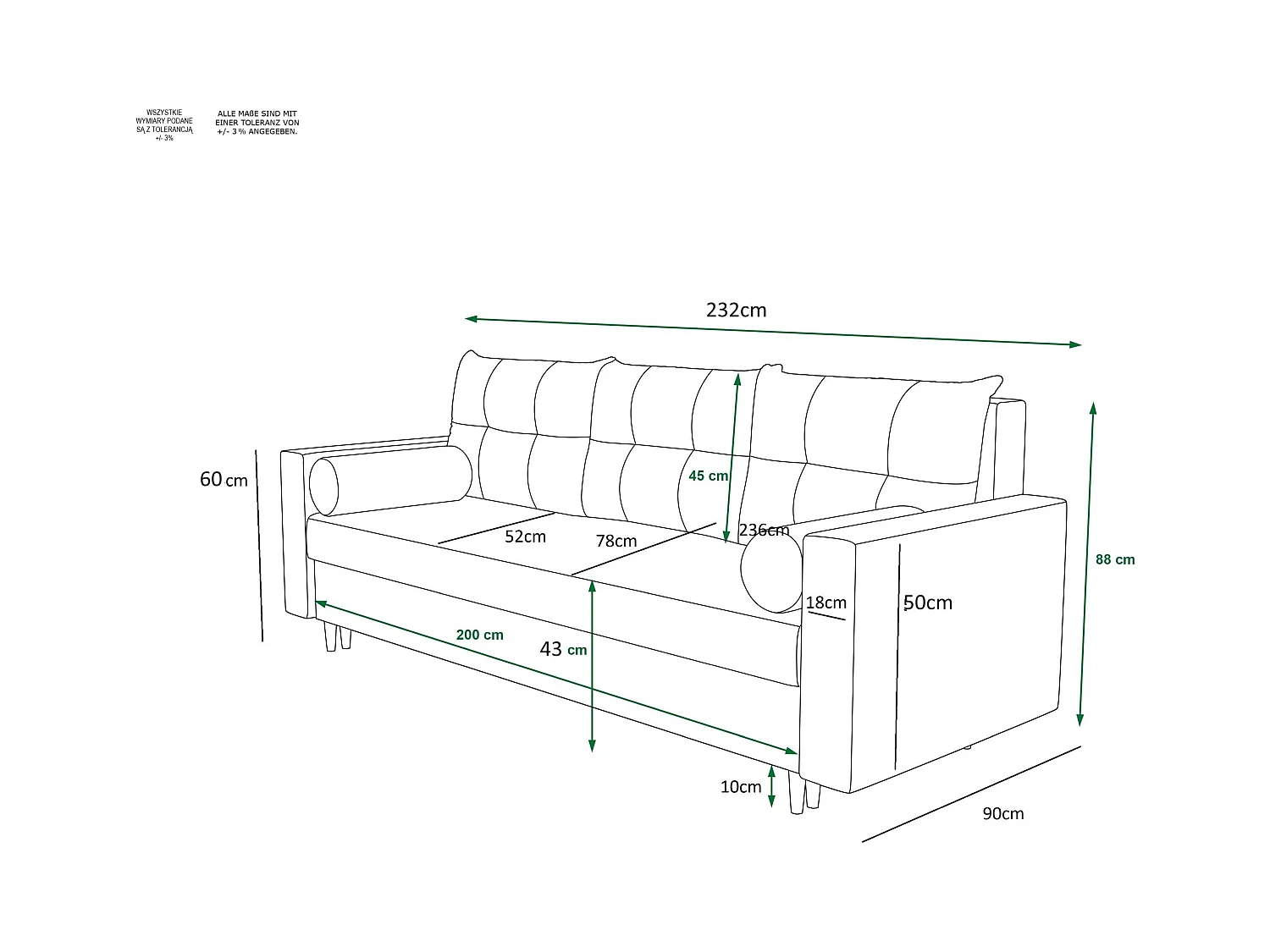 BEDANTE CANAPÉ SKANDI avec fonction lit COSMIC 100 Noir avec espace de rangement, coffre de lit, canapé de salon, sofa, canapé-lit, canapé avec coffre