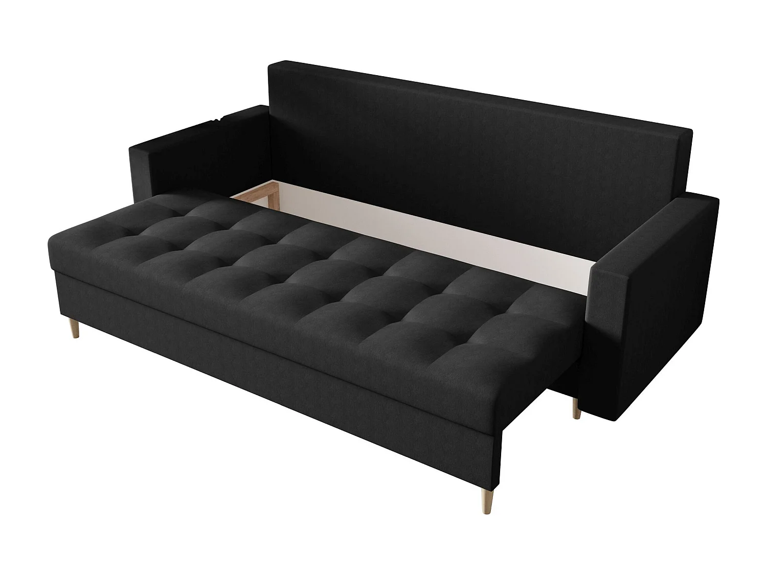 BEDANTE CANAPÉ SKANDI avec fonction lit COSMIC 100 Noir avec espace de rangement, coffre de lit, canapé de salon, sofa, canapé-lit, canapé avec coffre