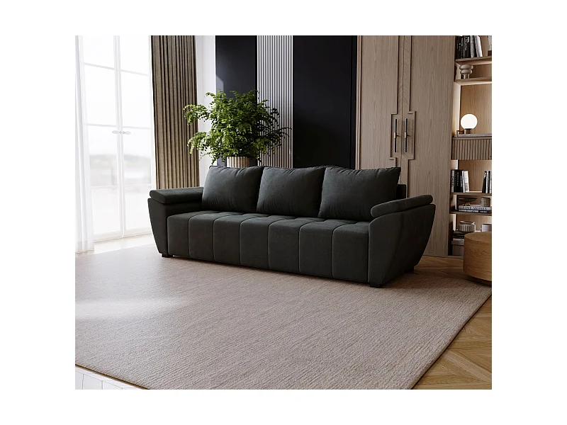 BEDANTE SOFA ZEUS mit Schlaffunktion MONOLITH 92 Dunkelgrau mit Stauraum Bettkasten Wohnzimmersofa Couch Sofa Bettsofa Bettkasten Bettcouch