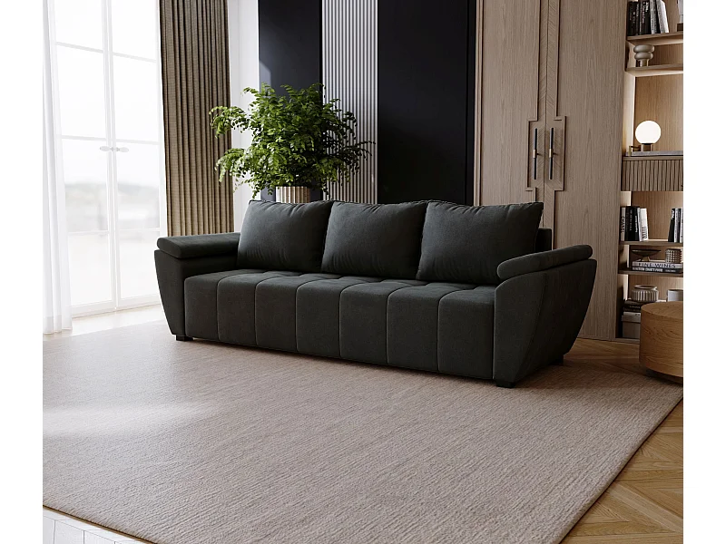 BEDANTE SOFA ZEUS mit Schlaffunktion MONOLITH 92 Dunkelgrau mit Stauraum Bettkasten Wohnzimmersofa Couch Sofa Bettsofa Bettkasten Bettcouch