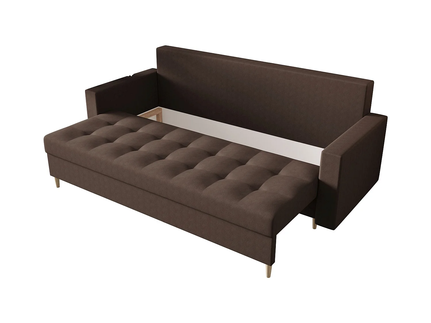 BEDANTE CANAPÉ SKANDI avec fonction lit COSMIC 800 Marron avec espace de rangement, coffre de lit, canapé de salon, sofa, canapé-lit, canapé avec coffre