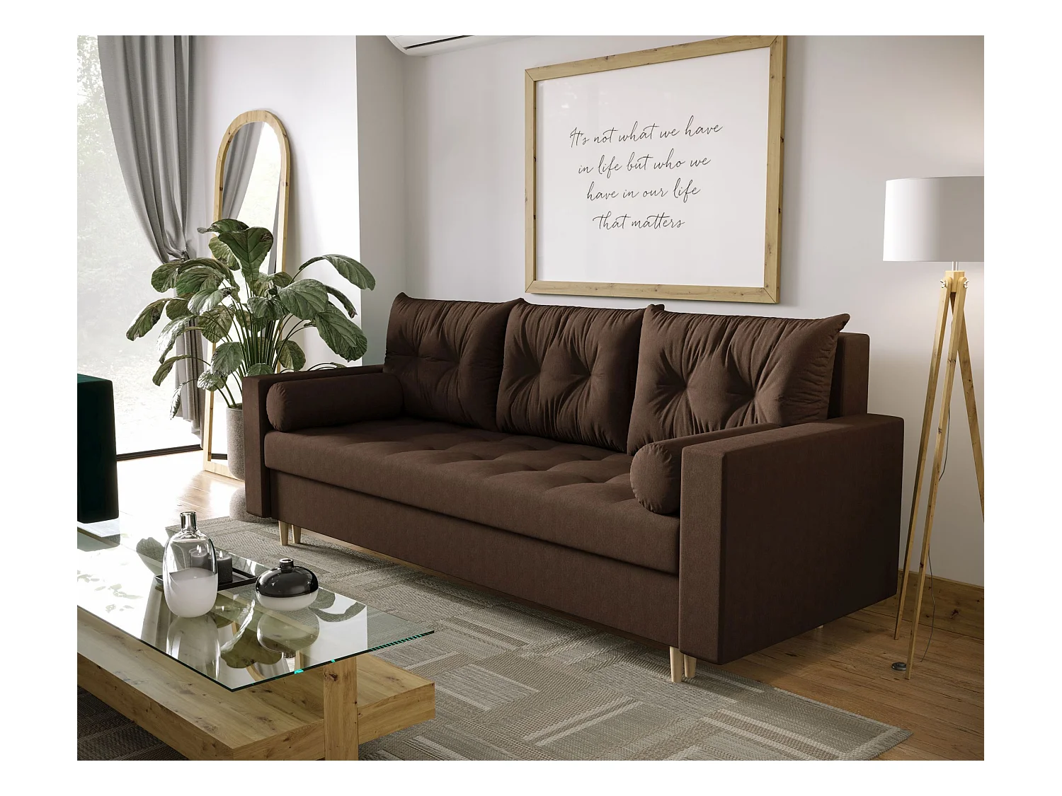 BEDANTE CANAPÉ SKANDI avec fonction lit COSMIC 800 Marron avec espace de rangement, coffre de lit, canapé de salon, sofa, canapé-lit, canapé avec coffre