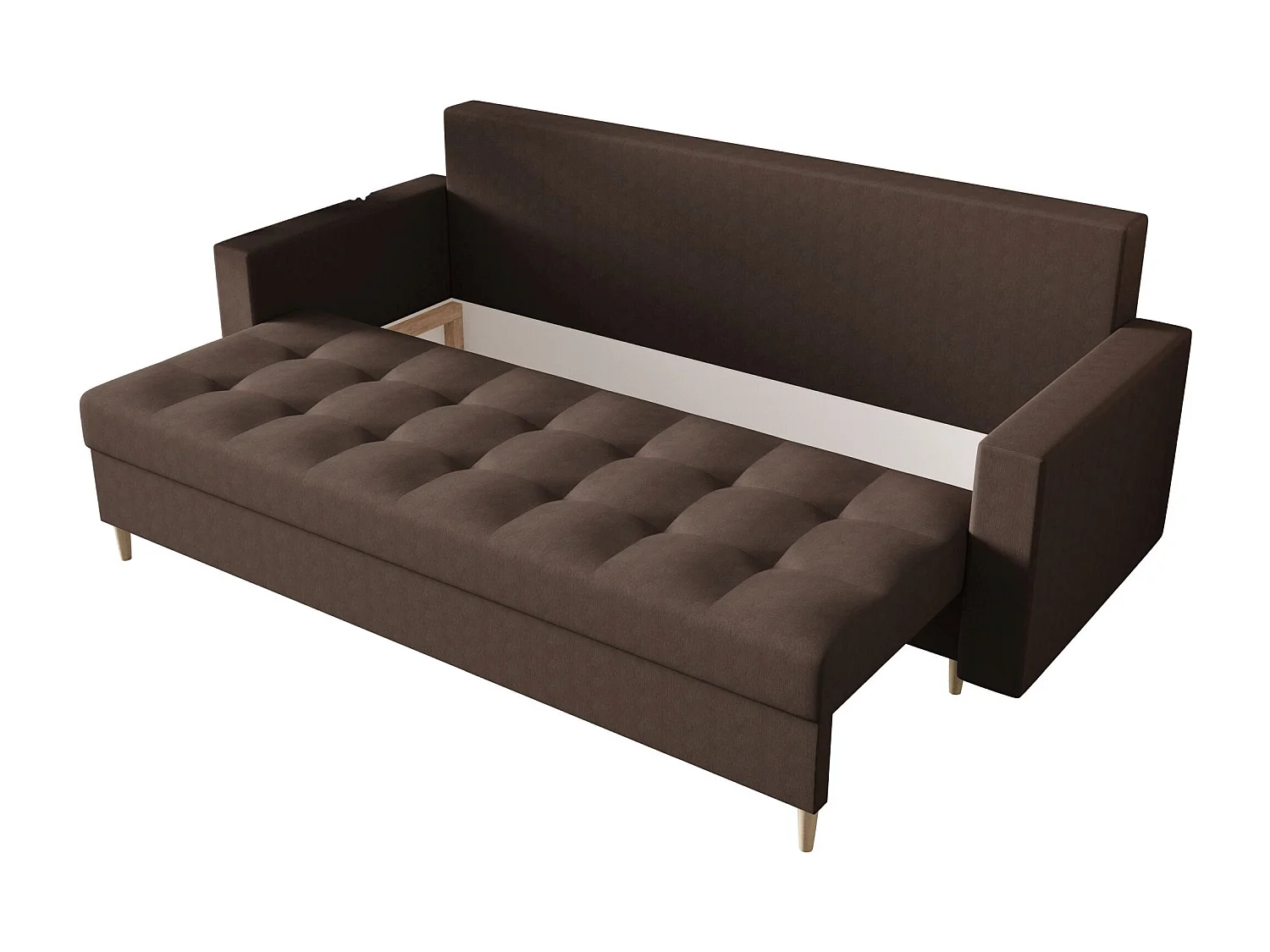 BEDANTE CANAPÉ SKANDI avec fonction lit COSMIC 800 Marron avec espace de rangement, coffre de lit, canapé de salon, sofa, canapé-lit, canapé avec coffre