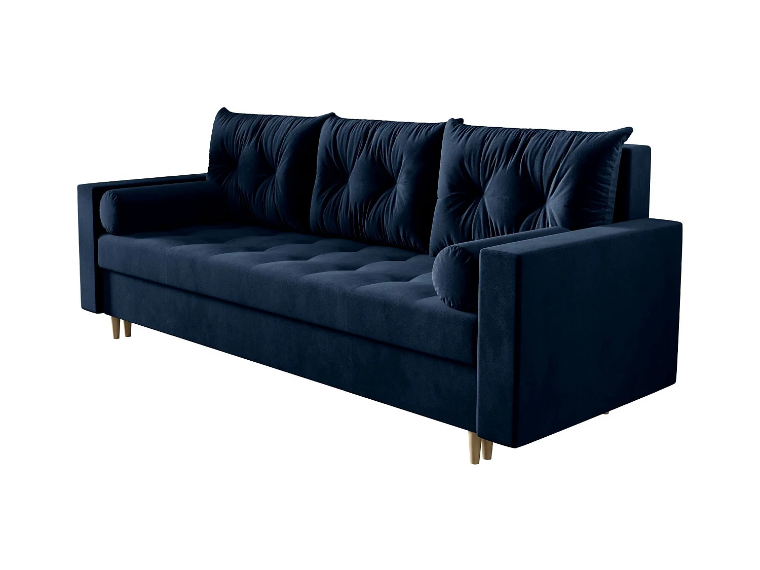 BEDANTE CANAPÉ SKANDI avec fonction lit ITAKA 11 Bleu foncé avec espace de rangement, coffre de lit, canapé de salon, sofa, canapé-lit, canapé avec coffre