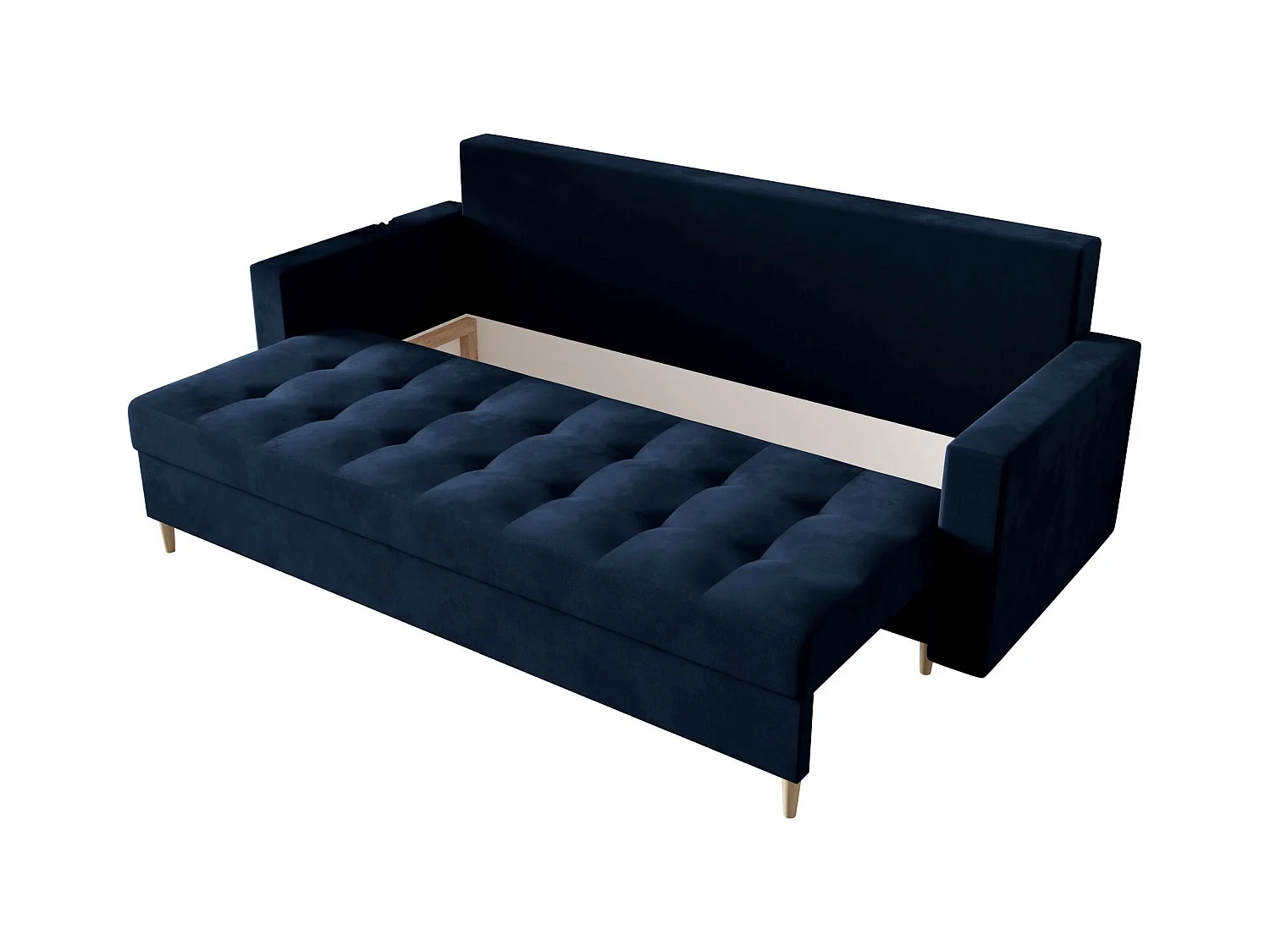 BEDANTE CANAPÉ SKANDI avec fonction lit ITAKA 11 Bleu foncé avec espace de rangement, coffre de lit, canapé de salon, sofa, canapé-lit, canapé avec coffre