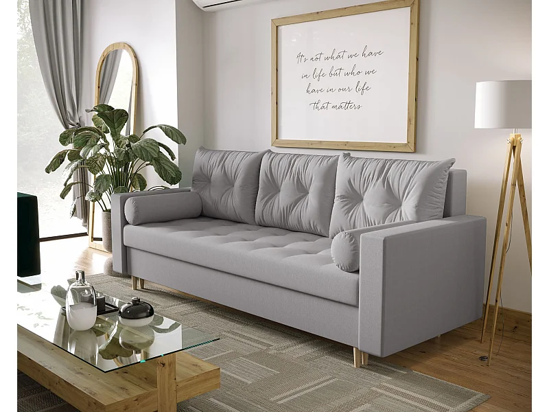 BEDANTE SOFA SKANDI mit Schlaffunktion COSMIC 160 Grau mit Stauraum Bettkasten Wohnzimmersofa Couch Sofa Bettsofa Bettkasten Bettcouch