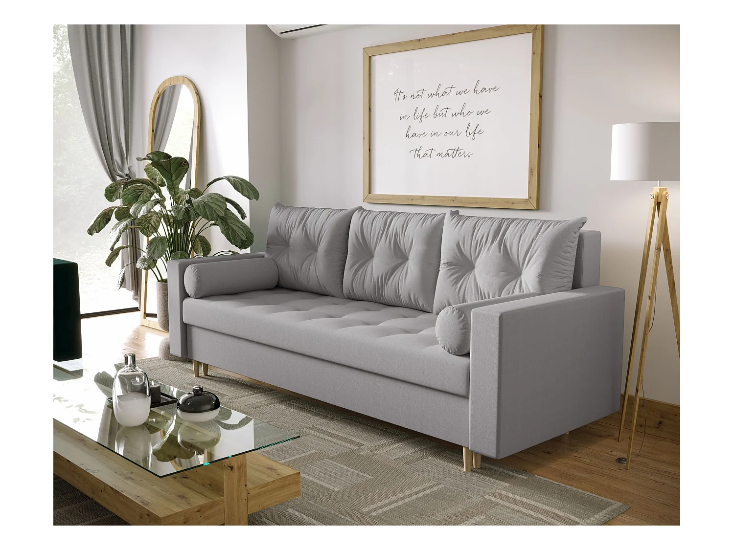 BEDANTE CANAPÉ SKANDI avec fonction lit COSMIC 160 Gris avec espace de rangement, coffre de lit, canapé de salon, sofa, canapé-lit, canapé avec coffre