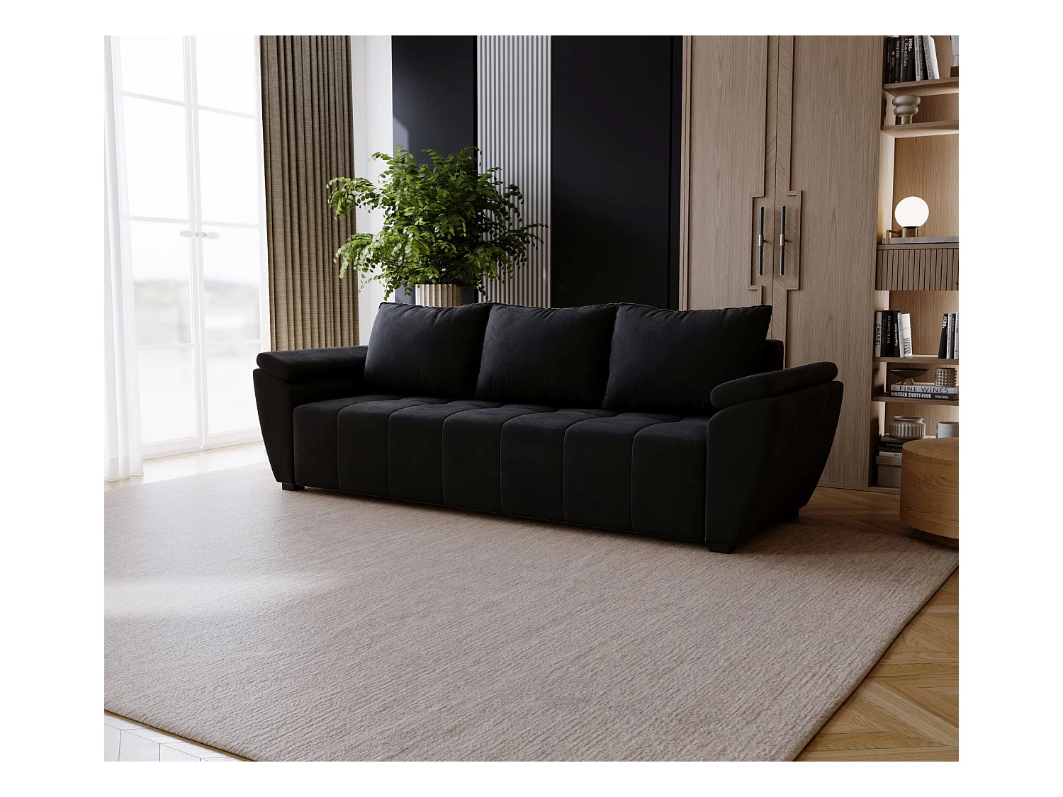 BEDANTE SOFA ZEUS z funkcją spania MONOLITH 97 szary z pojemnikiem na pościel, sofa do salonu, kanapa, sofa rozkładana, sofa z pojemnikiem, wersalka