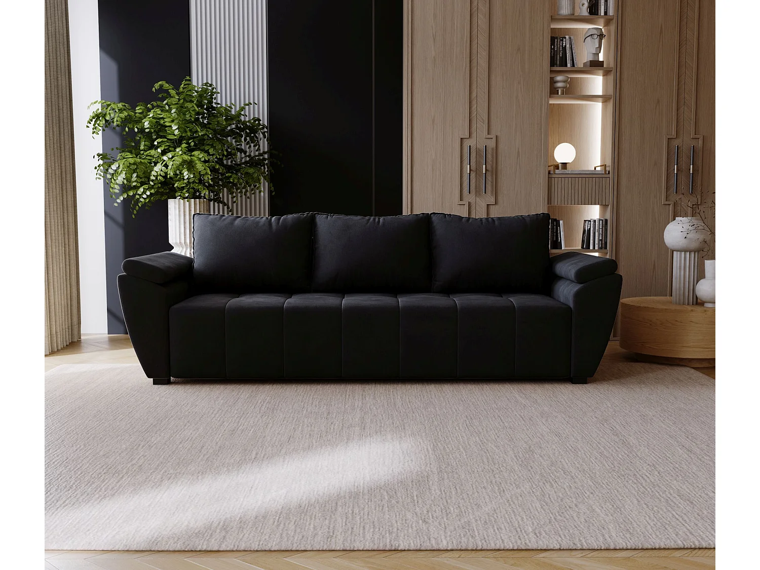 BEDANTE SOFA ZEUS mit Schlaffunktion MONOLITH 97 Grau mit Stauraum Bettkasten Wohnzimmersofa Couch Sofa Bettsofa Bettkasten Bettcouch