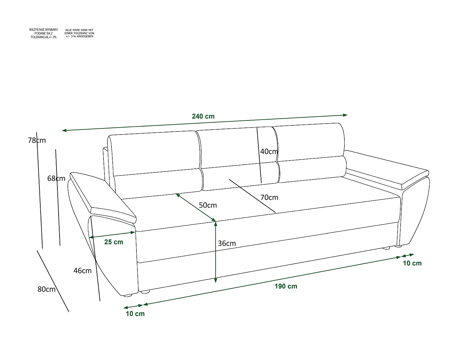 BEDANTE SOFA ZEUS mit Schlaffunktion MONOLITH 97 Grau mit Stauraum Bettkasten Wohnzimmersofa Couch Sofa Bettsofa Bettkasten Bettcouch