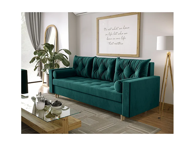 BEDANTE SOFA SKANDI mit Schlaffunktion ITAKA 39 Turkis mit Stauraum Bettkasten Wohnzimmersofa Couch Sofa Bettsofa Bettkasten Bettcouch