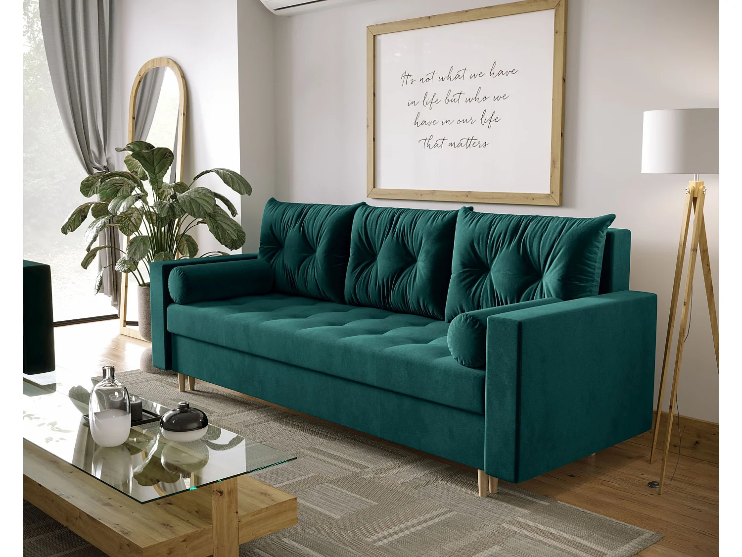 BEDANTE CANAPÉ SKANDI avec fonction lit ITAKA 39 Turquoise avec espace de rangement, coffre de lit, canapé de salon, sofa, canapé-lit, canapé avec coffre