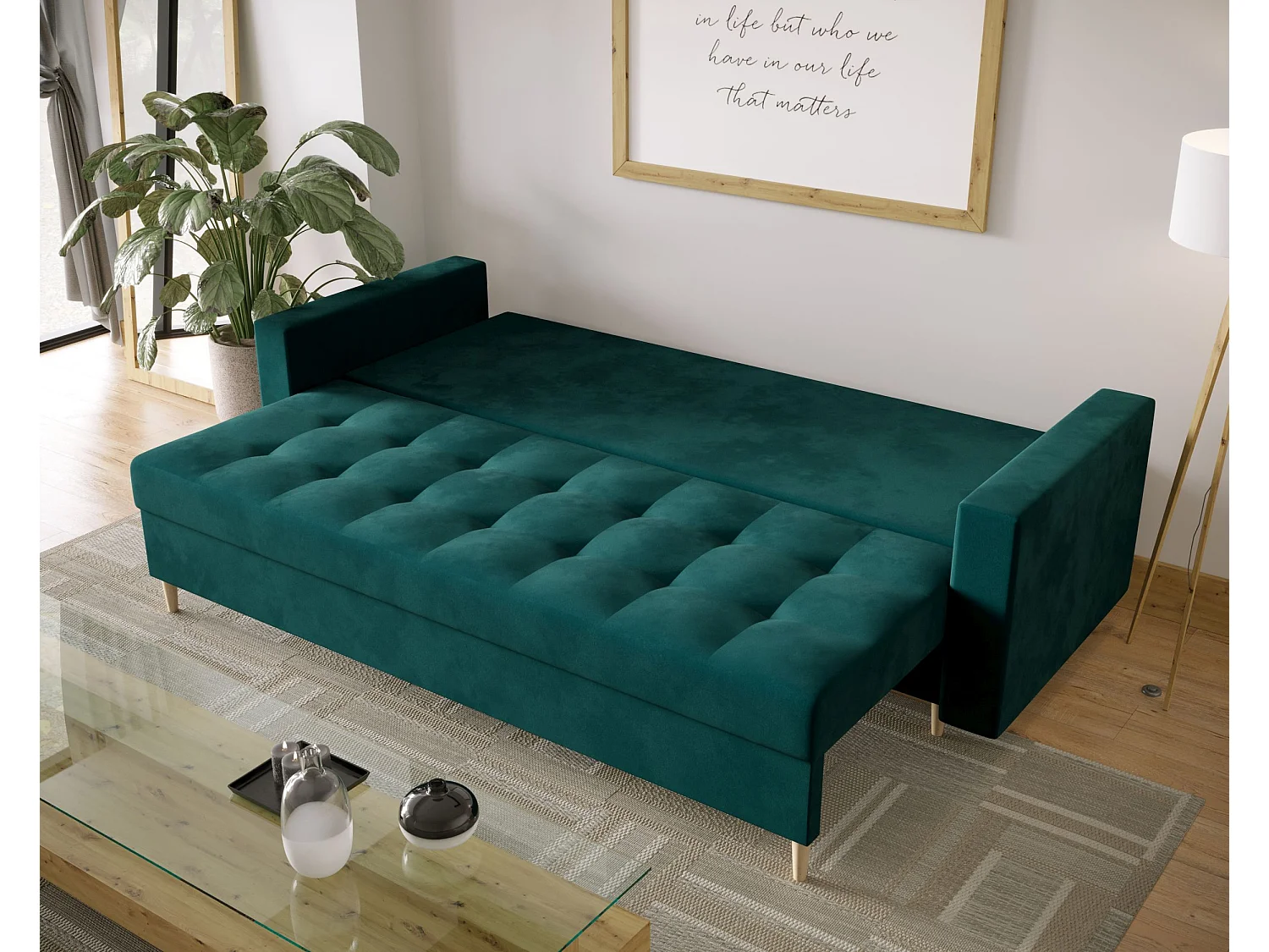 BEDANTE CANAPÉ SKANDI avec fonction lit ITAKA 39 Turquoise avec espace de rangement, coffre de lit, canapé de salon, sofa, canapé-lit, canapé avec coffre