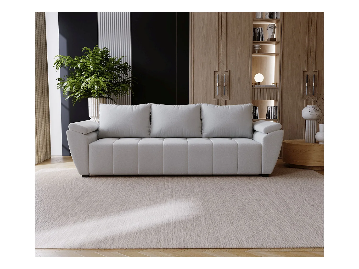 BEDANTE CANAPÉ ZEUS avec fonction lit MONOLITH 84 Gris clair avec espace de rangement, coffre de lit, canapé de salon, sofa, canapé-lit, canapé avec coffre