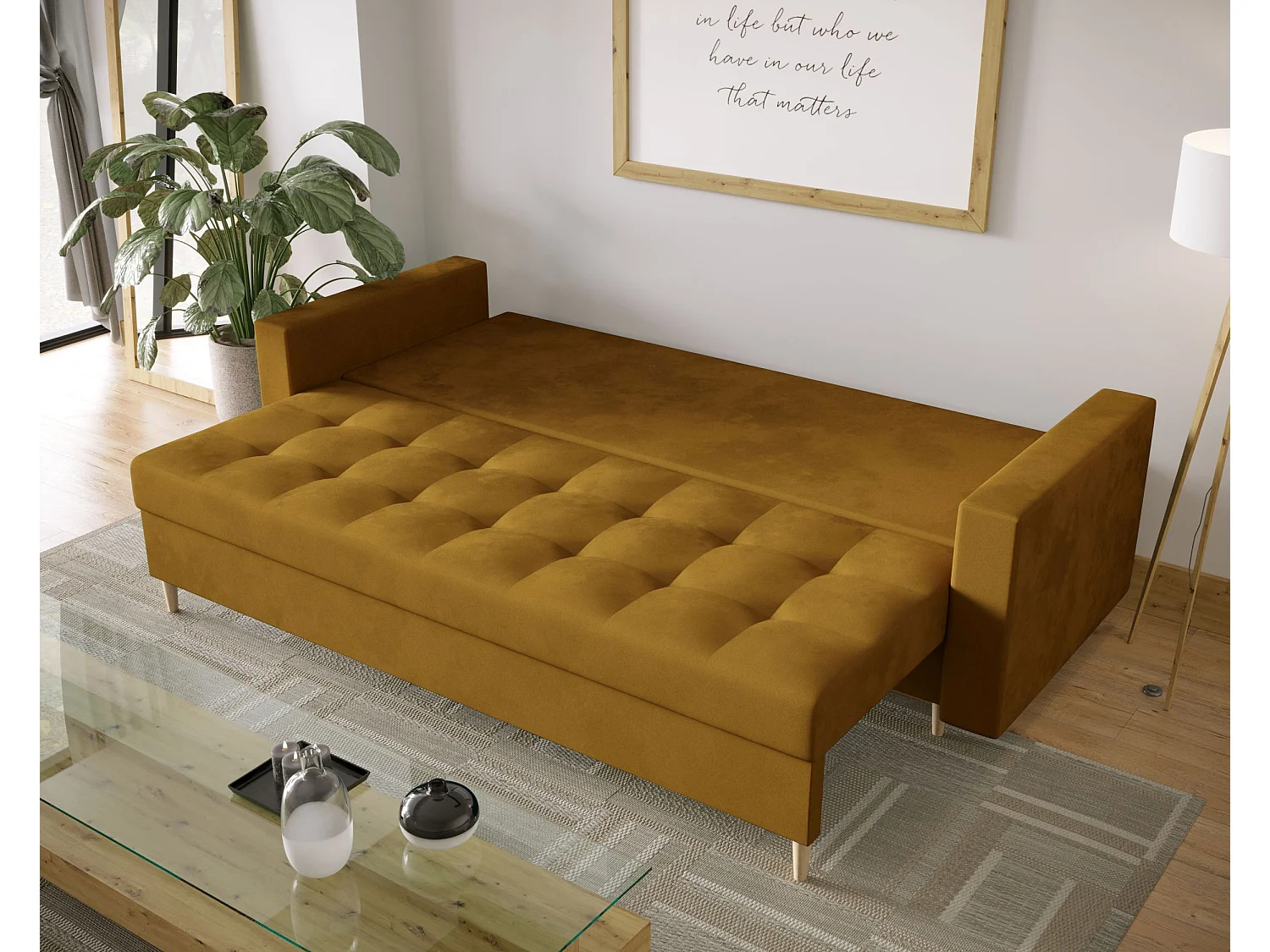 BEDANTE CANAPÉ SKANDI avec fonction lit ITAKA 33 Sable avec espace de rangement, coffre de lit, canapé de salon, sofa, canapé-lit, canapé avec coffre