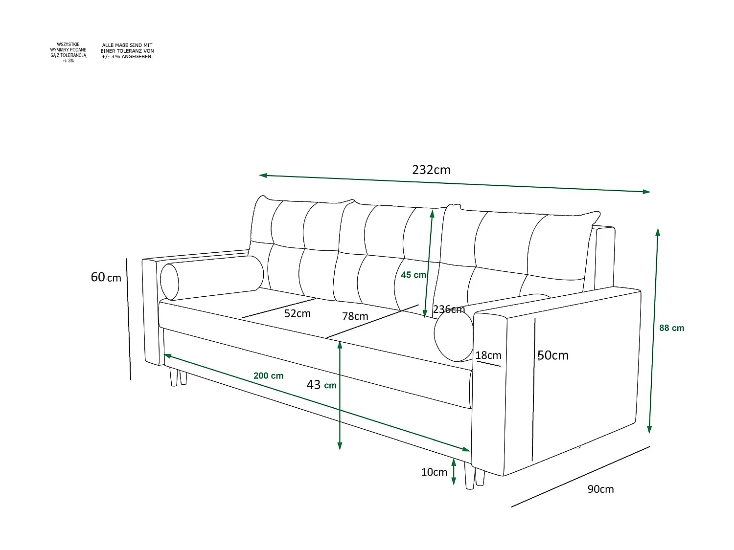BEDANTE CANAPÉ SKANDI avec fonction lit ITAKA 33 Sable avec espace de rangement, coffre de lit, canapé de salon, sofa, canapé-lit, canapé avec coffre