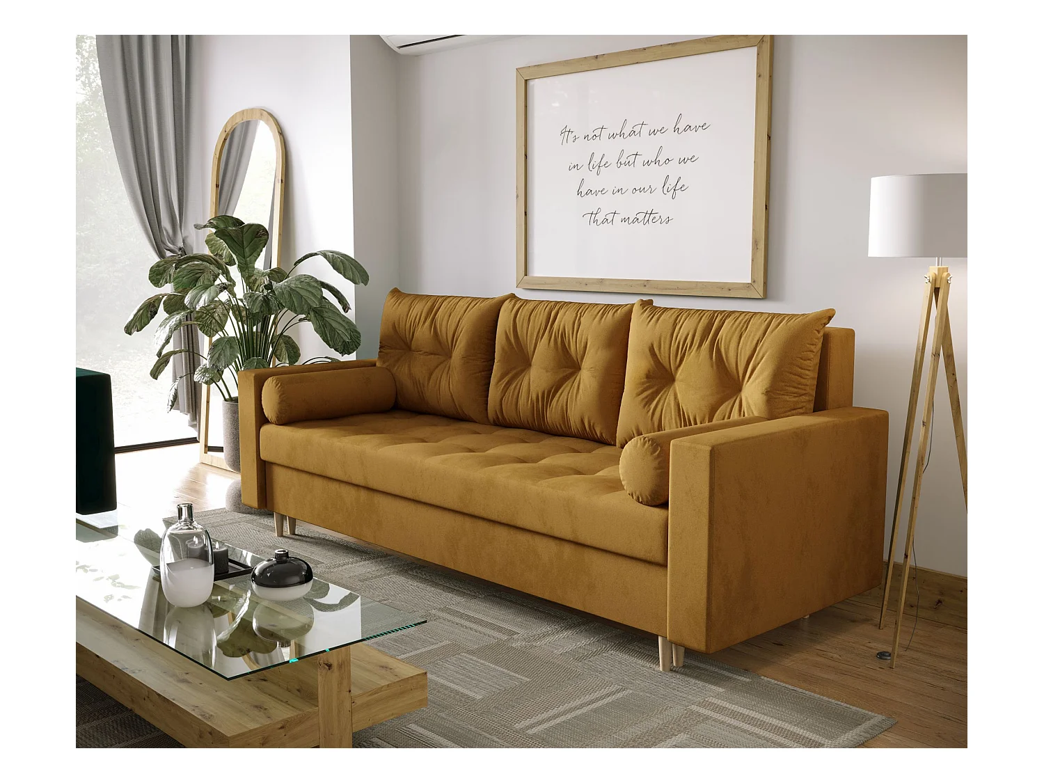 BEDANTE CANAPÉ SKANDI avec fonction lit ITAKA 33 Sable avec espace de rangement, coffre de lit, canapé de salon, sofa, canapé-lit, canapé avec coffre