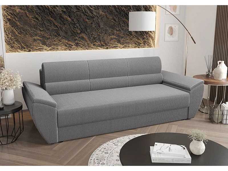 BEDANTE SOFA REBI BIS z funkcją spania POSO 110 Szary z pojemnikiem na pościel, sofa do salonu, kanapa, sofa rozkładana, sofa z pojemnikiem, wersalka