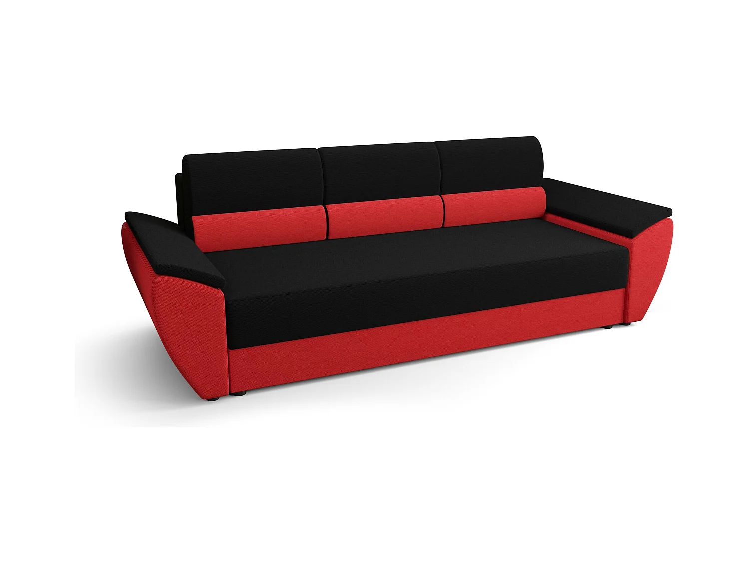 BEDANTE CANAPÉ REBI BIS avec fonction lit RAINBOW 15+22 Noir/Rouge avec espace de rangement, coffre de lit, canapé de salon, sofa, canapé-lit, canapé avec coffre