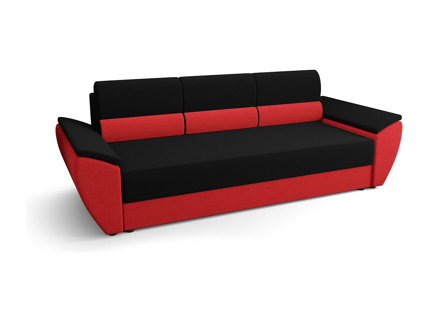 BEDANTE SOFA REBI BIS mit Schlaffunktion RAINBOW 15+22 Schwarz/Rot mit Stauraum Bettkasten Wohnzimmersofa Couch Sofa Bettsofa Bettkasten Bettcouch