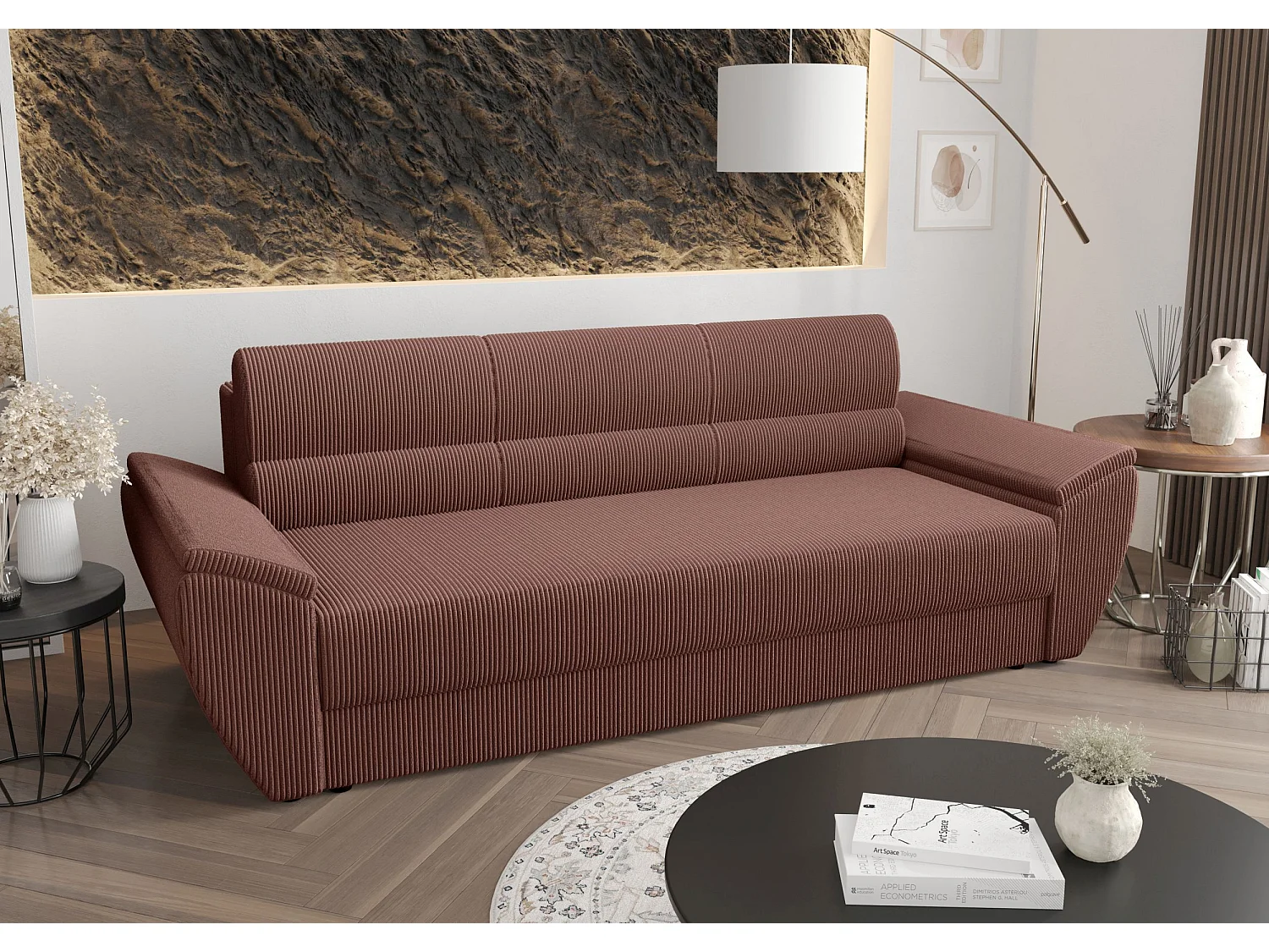 BEDANTE CANAPÉ REBI BIS avec fonction lit POSO 29 Marron avec espace de rangement, coffre de lit, canapé de salon, sofa, canapé-lit, canapé avec coffre