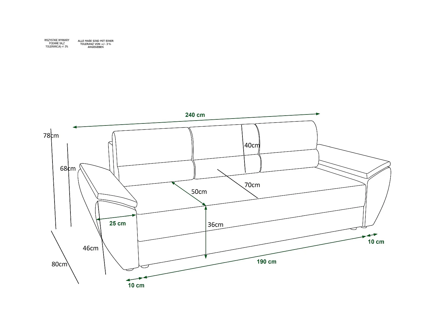 BEDANTE CANAPÉ REBI BIS avec fonction lit POSO 14 Vert foncé avec espace de rangement, coffre de lit, canapé de salon, sofa, canapé-lit, canapé avec coffre