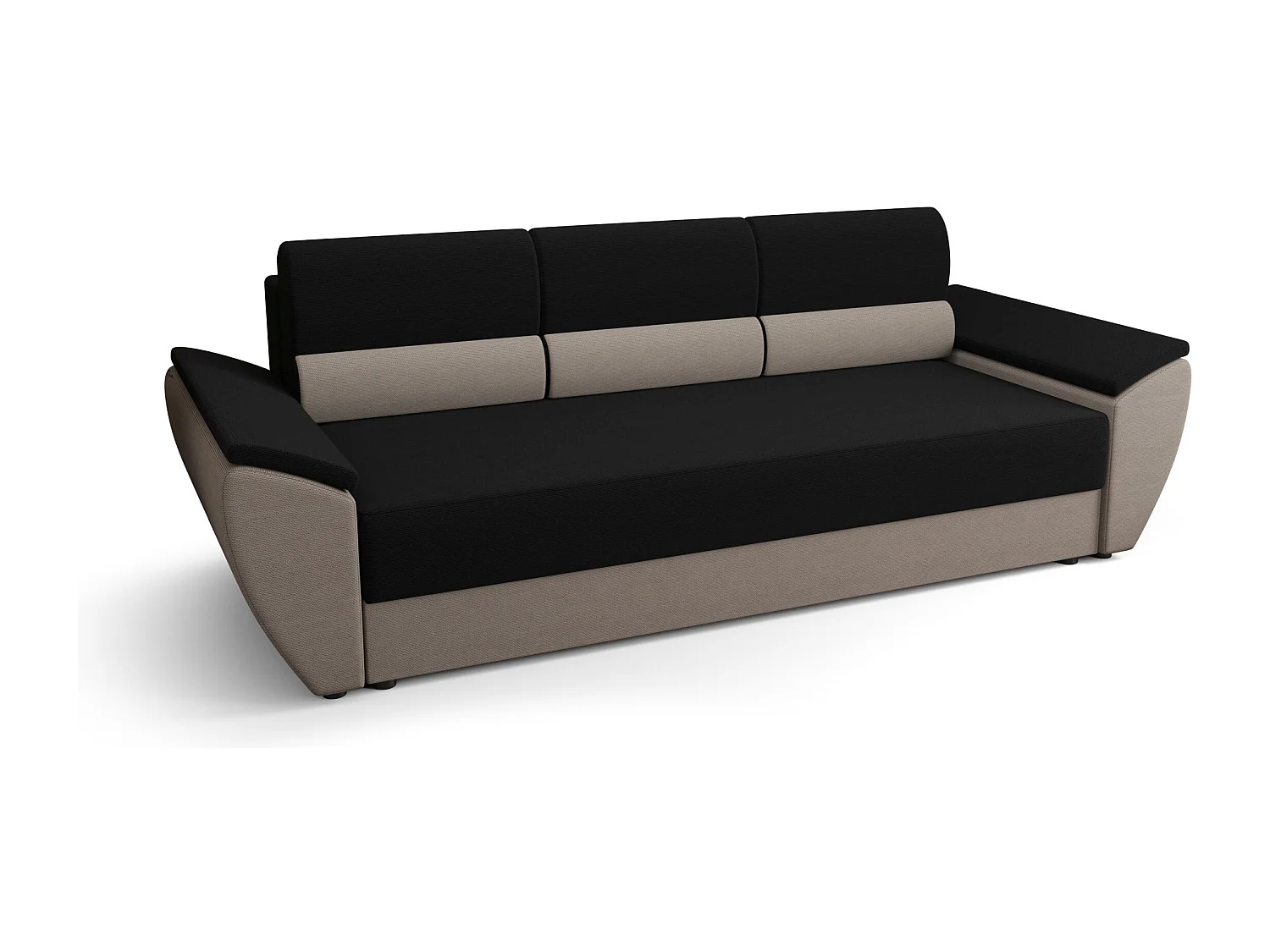 BEDANTE CANAPÉ REBI BIS avec fonction lit RAINBOW 15+83 Noir/Beige avec espace de rangement, coffre de lit, canapé de salon, sofa, canapé-lit, canapé avec coffre