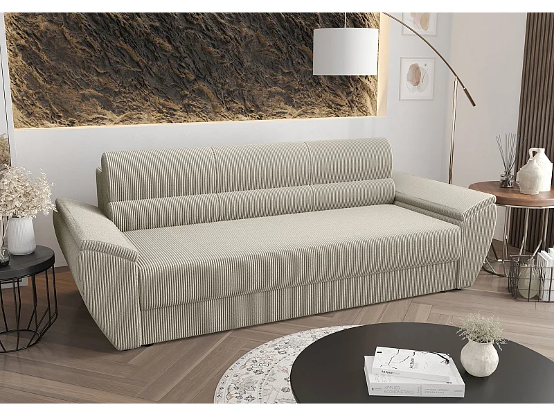 BEDANTE SOFA REBI BIS mit Schlaffunktion POSO 100 Beige mit Stauraum Bettkasten Wohnzimmersofa Couch Sofa Bettsofa Bettkasten Bettcouch