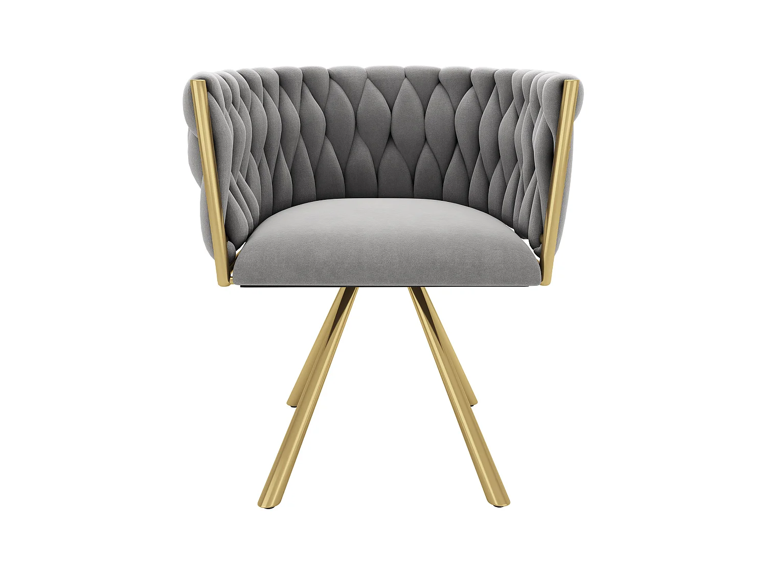 Set di 6 sedie girevoli con braccioli in velluto grigio e metallo dorato