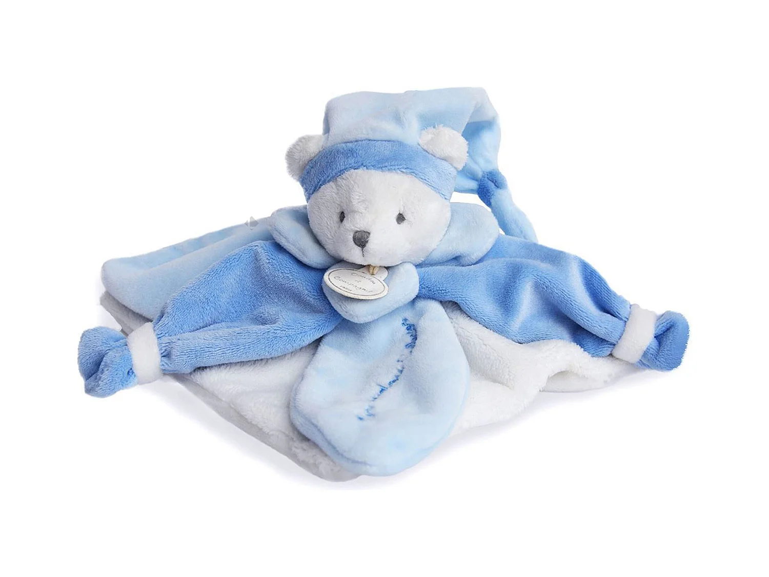 Doudou ours 24 cm en 100 % polyester collection COLLECTOR bleu