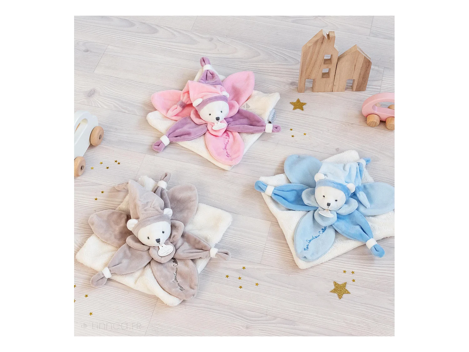 Doudou ours 24 cm en 100 % polyester collection COLLECTOR rose