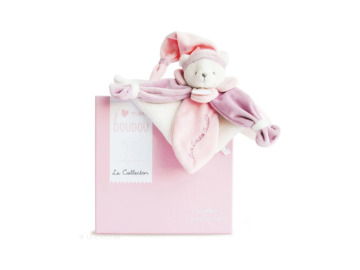 Doudou ours 24 cm en 100 % polyester collection COLLECTOR rose