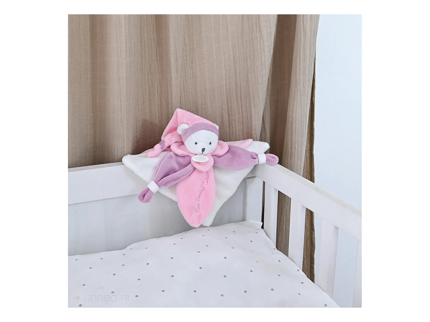 Doudou ours 24 cm en 100 % polyester collection COLLECTOR rose