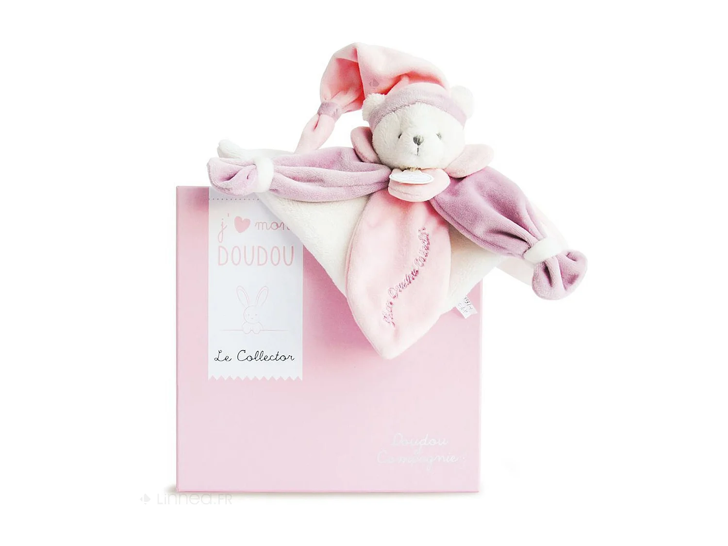 Doudou ours 24 cm en 100 % polyester collection COLLECTOR rose