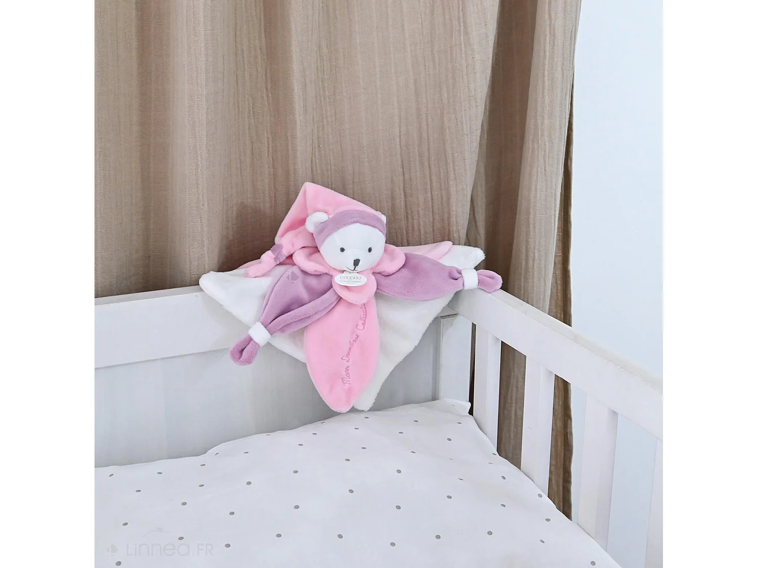 Doudou ours 24 cm en 100 % polyester collection COLLECTOR rose