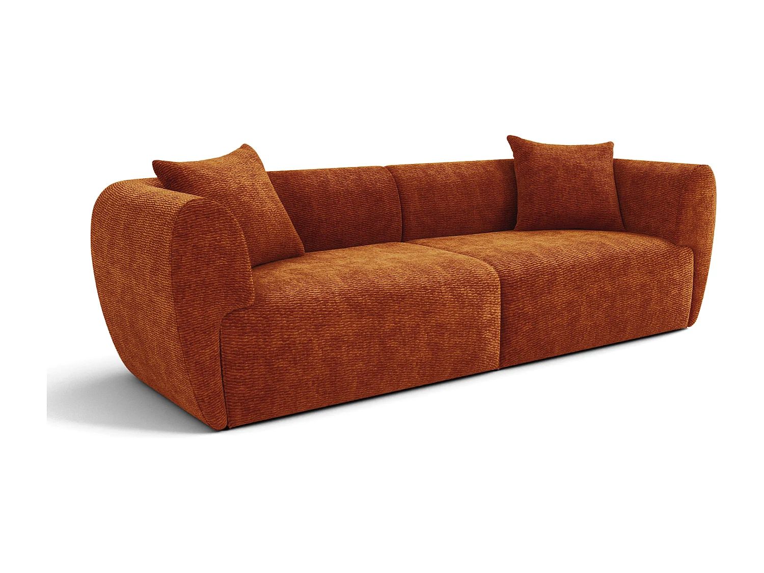Canapé 4 places velours texturé terracotta CÔME