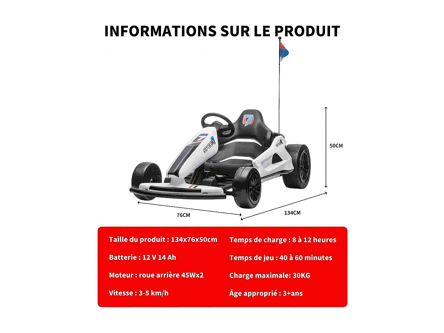HOMEMiYN Kart eléctrico de deriva de 24 V y 13 km/h con arranque suave, música, bocina y cinturón de seguridad para niños de 8 a 12 años (blanco).