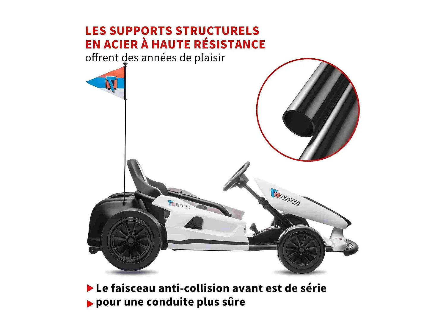 HOMEMiYN Kart eléctrico de deriva de 24 V y 13 km/h con arranque suave, música, bocina y cinturón de seguridad para niños de 8 a 12 años (blanco).