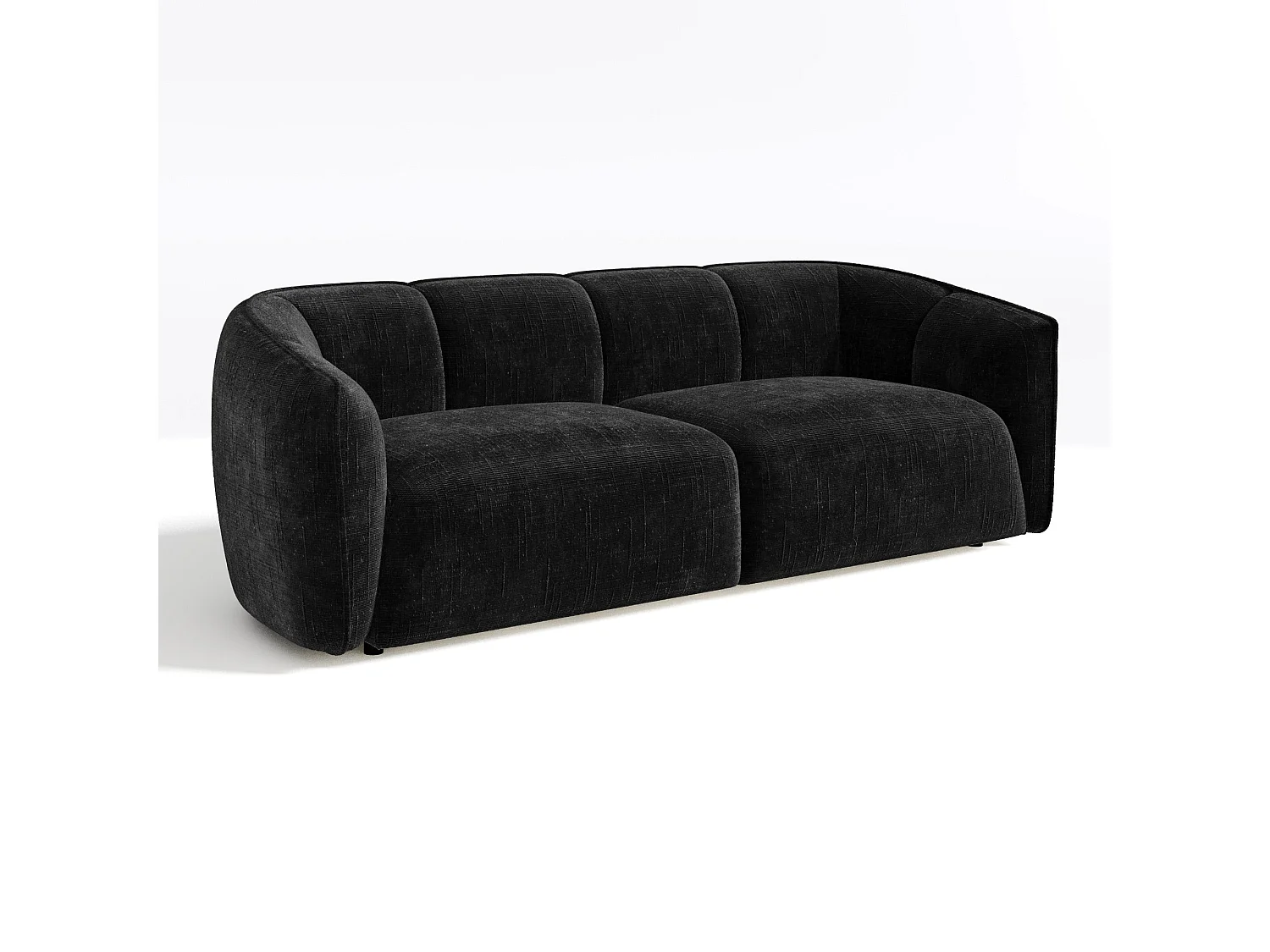 Canapé 4 places velours tramé noir NAMI