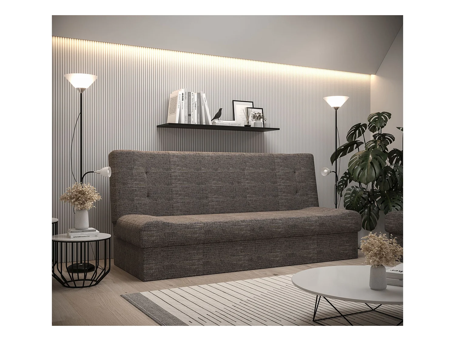 BEDANTE SOFA LAWA avec fonction lit KORNET 02 Gris canapé avec espace de rangement canapé de salon canapé convertible canapé avec coffre canapé avec fonction lit