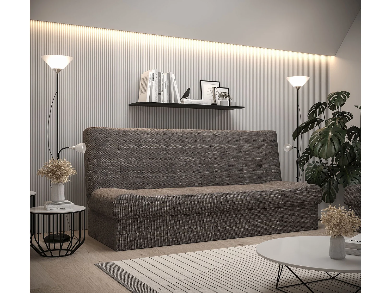 BEDANTE SOFA LAWA avec fonction lit KORNET 02 Gris canapé avec espace de rangement canapé de salon canapé convertible canapé avec coffre canapé avec fonction lit