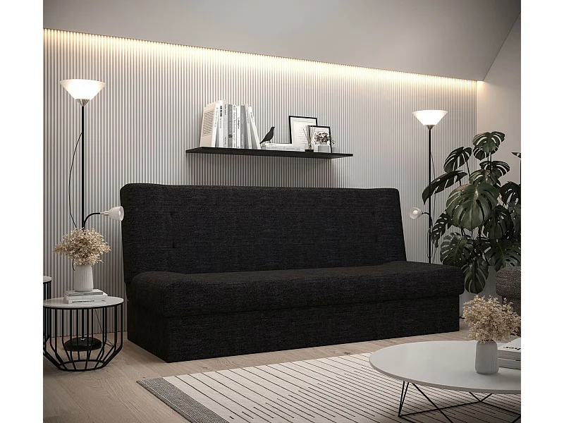 BEDANTE SOFA LAWA z funkcją spania KORNET 10 Czarny sofa z pojemnikiem na pościel sofa do salonu kanapa sofa rozkładana sofa z pojemnikiem kanapa z funkcją spania