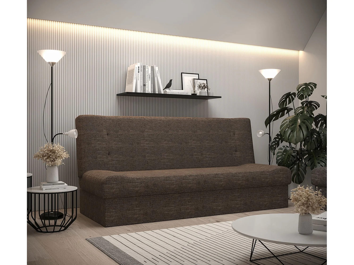 BEDANTE SOFA LAWA avec fonction lit KORNET 04 Marron canapé avec espace de rangement canapé de salon canapé convertible canapé avec coffre canapé avec fonction lit