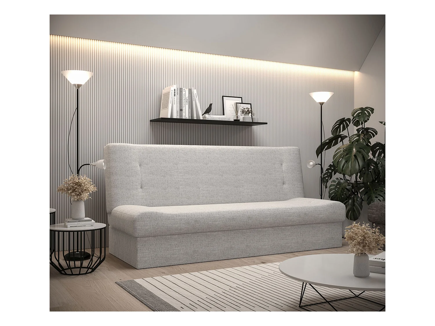 BEDANTE SOFA LAWA mit Schlaffunktion KORNET 18 Hellgrau Sofa mit Stauraum Bettkasten Wohnzimmersofa Couch Sofa Bettsofa Bettkasten Bettcouch
