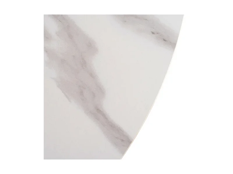 Table à manger ovale 180 cm blanc céramique style marbre et pied rainuré bois VINTAGE