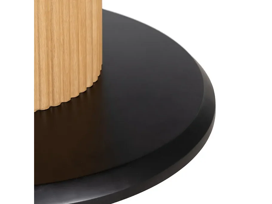 Table à manger ovale 180 cm blanc céramique style marbre et pied rainuré bois VINTAGE