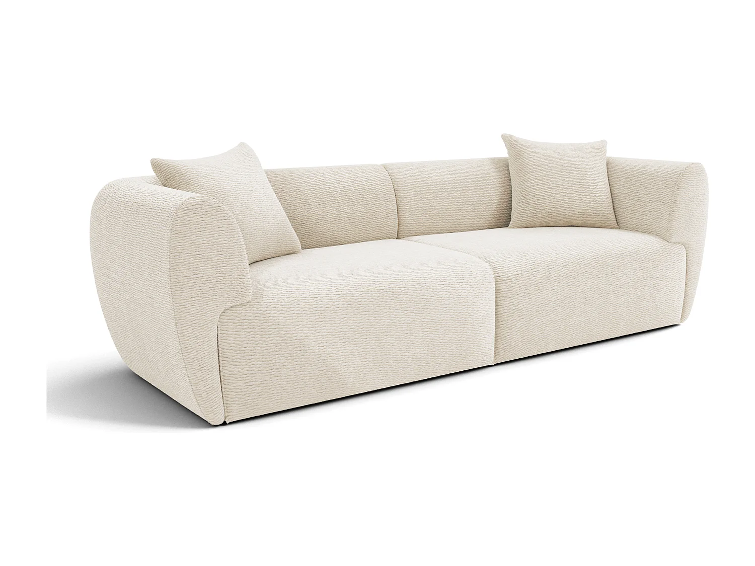 Canapé 4 places velours texturé crème CÔME