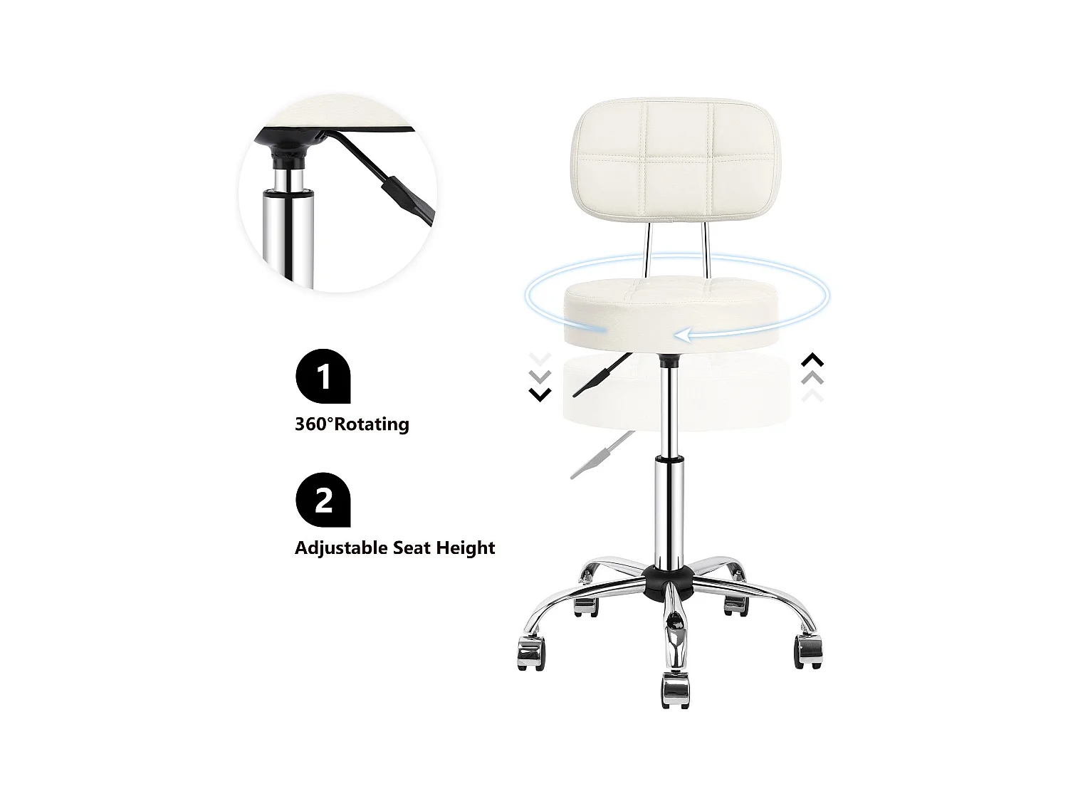 Tabouret de bar Darosch sur roulettes