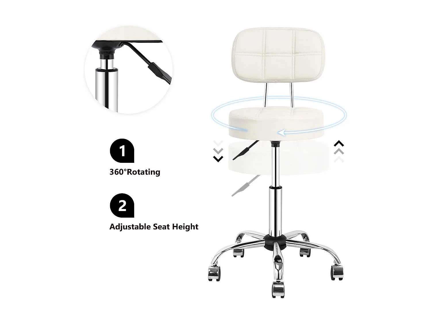 Tabouret de bar Darosch sur roulettes